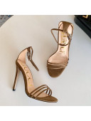 Gucci Suede High-Heel Ankle Strap Sandal 551213 Brown 2019