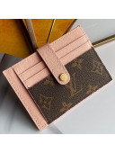 Louis Vuitton Monogram Canvas and Calfskin Porte Cartes Double Zipped Card Holder M66532 Pink 2019