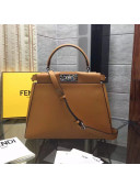 Fendi Calfskin Peekaboo Regular Bag with Multicolor Bar Ginger(Top)