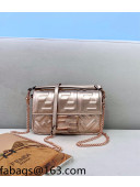 Fendi Baguette Mini FF Logo Lambskin Flap Bag Rose Gold 2022