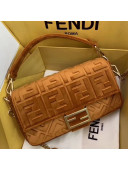 Fendi FF Velvet Medium Baguette Flap Bag Brown 2019