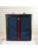 Gucci Sylvie GG Velvet Medium Tote 523781 Blue 2019