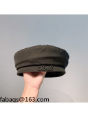 Chanel Fabric Beret Hat with Matte Logo All Black 2021