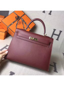 Hermes Kelly 32cm  Original Epsom Leather Bag Burgundy