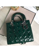 Dior My Lady Dior Medium Bag in Patent Cannage Calfskin Green/Silver 2019