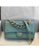 Chanel Quilted Lambskin Medium Flap Bag with Resin Chain AS1353 Light Blue 2019