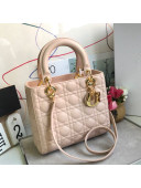 Dior Lady Dior Medium Bag in Cannage Lambskin Light Pink/Gold 2019