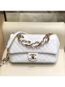 Chanel Quilted Lambskin Flap Bag with Resin Chain AS1353 White 2019