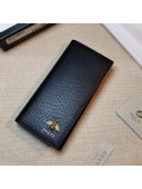 Gucci Bee Leather Billfold Long Wallet 523668 Black 2021