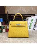 Hermes Original Ostrich Leather Kelly 25cm/28cm Yellow