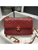 Chanel Quilted Lambskin Small Flap Bag with Plexi & Gold-Tone Metal AS2634 Burgundy 2021