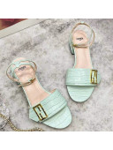 Fendi Crocodile Embossed Leather Sandals Green 2021