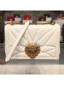 Dolce&Gabbana DG Devotion Medium/Large Shoulder Bag in Quilted Nappa Leather White 2019