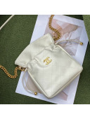 Chanel Lambskin Drawstring Bucket Bag AS2985 White 2021 