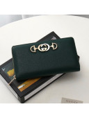 Gucci Zumi Grainy Leather Zip Around Wallet 570661 Green