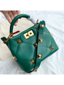 Valentino Small Roman Stud Lambskin Top Handle bag 0199S Green 2021