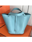 Hermes Togo Calfskin Leather Picotin Lock PM/MM Bag Macaron Blue