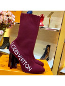 Louis Vuitton Silhouette Oversized Signature Stretch High-Heel Ankle Short Boot Red 2019