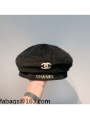 Chanel Corduroy Beret Hat Black 2021 10