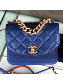 Chanel Quilted Smooth Calfskin Small Flap Bag AS0784 Blue 2019