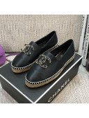 Chanel Chain CC Lambskin Flat Espadrilles Black 2021