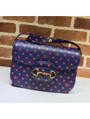 Gucci Polka-dot Leather 1955 Horsebit Small Shoulder Bag 602204 Blue 2020