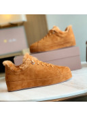 Loro Piana Low-Top Suede Nuages Sneaker with Fur Brown 2021