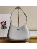 Prada Cleo Brushed Leather Shoulder Bag 1BC156 Grey 2021