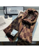 Gucci GG Wool Jacquard Scarf GS822 Chocolate 2021