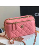 Chanel Quilted Lambskin Classic Box with Chain Vanity Case Bag AP1472 Pink 2020