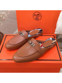 Hermes Classic Kelly Calfskin Flat Mules Brown 2020