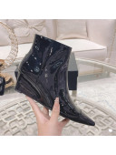 Chanel Patent Leather Wedge Ankle Boots 7.5cm Black 2021