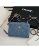 Chanel Denim Clutch with Chain and Ball AP2462 Light Blue 2022