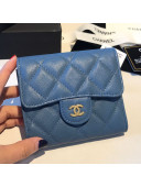 Chanel Three Folds Classic Small Flap Wallet A81900 Blue 1