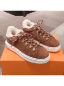 Louis Vuitton Time Out Suede and Shearling Lining Sneakers Brown 2019