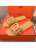 Hermes Aloha Calfskin Fringe Flat Slide Sandal Yellow 2020