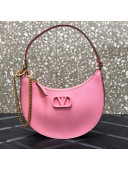 Valentino VLogo Palm-Grained Calfskin Hobo Bag 0707 Pink 2021