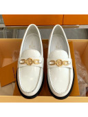 Louis Vuitton Chess Glazed Leather Flat Loafers White 2021