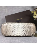 Bottega Veneta Large Snakeskin Woven Knot Clutch Grey/White