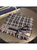 Dior Check Cashmere Scarf 70x200cm Blue 2021