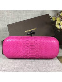 Bottega Veneta Large Snakeskin Woven Knot Clutch Hot Pink