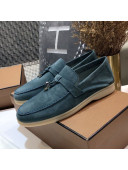 Loro Piana Tassel Suede Flat Loafers Blue 202001