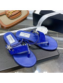 Chanel Suede Star Thong Sandals G38758 Royal Blue 2022