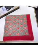 Gucci GG Apple Cashmere Scarf 140x140cm Beige/Red 2020