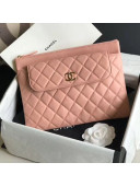 Chanel Quilted Calfskin Double Clutch Pink 2020