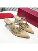 Valentino Heel Rockstud Mule Sandal 65mm Yellow 2019