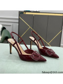 Valentino VLOGO SIGNATURE Patent Leather Slingback Pump with 8cm Heel Burgundy 2022