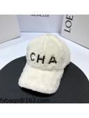 Chanel Rabbit Fur Baseball Hat White 2021 110582