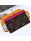 Louis Vuitton Monogram Canvas & Grained Leather Card Holder M60703 Fuchsia