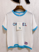 Chanel Knitted T-shirt CHJ30160 White/Blue 2022